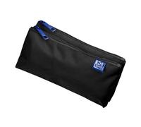 Oxford Estuche para niños y niñas, Doble Compartimento, 2 Bolsillos, Duradero, Color Negro, Negro, Estuche para