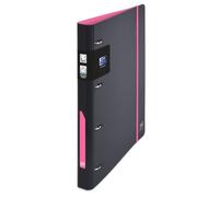 OXFORD European Binder For Students A4 Espalda 30mm 4 anillos en D cubierta Polypro expandido bicolor, negro/rosa