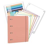 Oxford, Europeanbinder Polyfoam, Archivador de 4 anillas A4+, Forest 50% Reciclado, Incluye Recambio Cuadrícula 5X5, Pizarra Write&Erase y Pegatinas, Color Rose