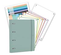 Oxford, Europeanbinder Polyfoam, Archivador de 4 anillas A4+, Forest 50% Reciclado, Incluye Recambio Cuadrícula 5X5, Pizarra Write&Erase y Pegatinas, Color Jade