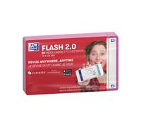 OXFORD Flash 2.0-80 enchufes Bristol Flash Cards 7,5 x 12,5 cm, fondo blanco liso, marco fucsia