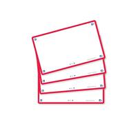 Oxford Fichas Flash 2.0 Bristol 80 unidades 7,5 x 12,5 cm fondo blanco liso marco rojo