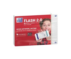 Oxford Flash 2.0 - 80 tarjetas Bristol Flash A6 (105 x 148 mm) con marco blanco rayado