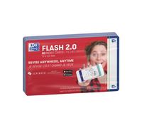 OXFORD Flash 2.0 - Lote de 80 tarjetas flash (formato 7, 5 x 12, 5 cm, fondo blanco liso a doble cara - Marco azul marino - Fichas Bristol