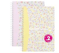 Oxford Floral Pastel, 2 cuadernos A5 pequeños azulejos, 120 páginas encuadernación en espiral, coverture tarjeta, colores surtidos