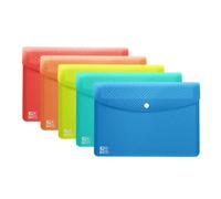 Oxford FolderSys - Bolsa para documentos, tamaño A6, 5 unidades, 5 colores, plástico, transparente