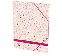 OXFORD - Funda con 3 solapas de flores A4 con elástico para tarjetas con película, decoración floral