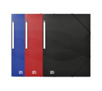 OXFORD - Funda de plástico A4 con banda elástica, cubierta de polipro, color azul y rojo y negro