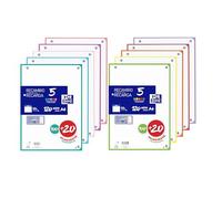 Oxford, Hojas Cuadriculadas A4 Perforadas, Pack de 2 Recambios Archivador, 240 Hojas, Cuadrícula 5x5, Bandas de Colores Pastel y Vivos