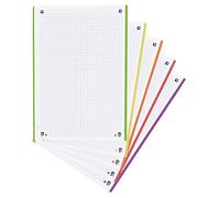 Oxford Hojas cuadriculadas A4 Recambio, Cuadrícula 5X5, 250 Hojas, Banda 5 Colores