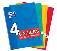 OXFORD - Juego de 4 cuadernos Color Life 24 x 32 cm, grandes baldosas Seyès 96 páginas grapadas, 90 g, colores surtidos