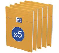 Oxford - Juego de 5 blocs de notas (cuadrícula grande, 160 páginas, tamaño A4), color naranja