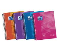 Oxford Lagoon Europeanbook-4, Pack de 5 Cuadernos Microperforados A5+, Tapa Extradura, Cuadrícula 5x5, Colores Surtidos