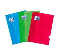 Oxford, Libretas A4 Cuadrícula 4x4, Tapa Blanda, 48 Hojas. Pack 3 Libretas, Color Rojo, Turquesa y Verde