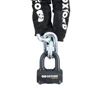 Oxford LK472 Nemesis - Candado de cadena de eslabones redondos de 16 mm y grillete para motocicleta, color negro, 1,2 m