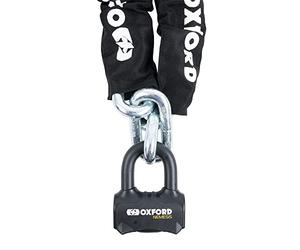 Oxford LK473 Nemesis - Candado de cadena de eslabones redondos de 16 mm y grillete para motocicleta, color negro, 1,5 m