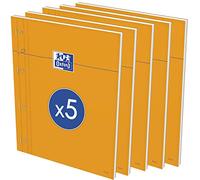 Oxford Lote 5 Bloque grapar lados perforados, Resolución 230x297 a toda página de papel blanco 5x5