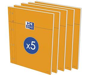 Oxford Lote 5 Bloque grapar lados perforados, Resolución 230x297 a toda página de papel blanco 5x5