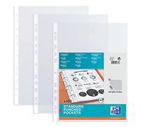 OXFORD Lote de 10 bolsas de 100 bolsas perforadas A4, polipropileno granulado, transparente