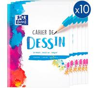 Oxford - Lote de 10 cuadernos de dibujo 24 x 32 cm, color liso, 24 páginas, con grapas