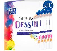 Oxford - Lote de 10 cuadernos de dibujo 24 x 32 cm, color liso, 32 páginas con grapas y cobertura de polipropileno