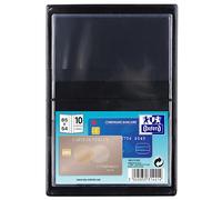 OXFORD - Lote de 10 fundas para 10 tarjetas A4, cubierta de PVC, grosor 30/100ª, color negro