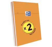 Oxford - Lote de 2 Cuadernos y Blocs Naranja A4 Cuadrícula Pequeña 5mm 80 Hojas Encuadernadas con Cubierta de Cartón Revestido Naranja