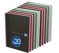 OXFORD Lote de 20 cuadernos de oficina Essentials A4 pequeños azulejos 5 mm 180 páginas Encuadernación completa cubierta para tarjeta, colores surtidos