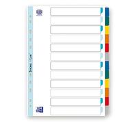 OXFORD - Lote de 20 separadores neutros A4XL 12 posiciones con tarjeta de grosor 170 g, color blanco