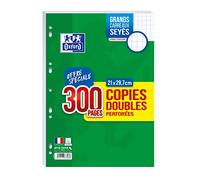 OXFORD Lote de 300 páginas de copias dobles perforadas A4 (21 x 29,7 cm), 90 g grandes azulejos Seyès con marge