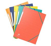 OXFORD Lote de 5 Carpetas de 3 solapas Bicolor Recyc+ A4 con funda elástica para tarjetas, colores surtidos