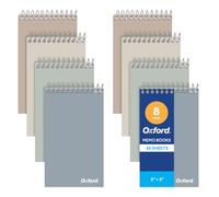 Oxford Mini cuadernos, paquete de 8, cubiertas Earthtone, 3 x 5 pulgadas, 120 páginas, 60 hojas, papel blanco con rayas estrechas, bloc de notas compacto en espiral para el hogar, la escuela y la