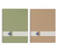 Oxford Nature, Cuadernos A5+ Cuadrícula 5x5, Tapa Dura Cartón Reciclado, 80 Hojas Microperforadas, Pack 2 Libretas, Colores Neutros, 400168544