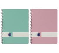 Oxford Nature, Cuadernos A5+ Cuadrícula 5x5, Tapa Dura Cartón Reciclado, 80 Hojas Microperforadas, Pack 2 Libretas, Colores Pastel, 400168543