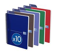 Oxford Office Essentials 100104869 - Cuaderno con espiral (A5, 100 hojas, 90 g, 10 unidades), colores variados