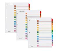 Oxford OneStep - Separadores de carpetas numéricas de 12 pestañas, tabla de contenido personalizable, pestañas multicolor reversibles, numeradas 1-12, 3 juegos (89403)