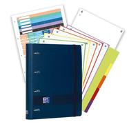 Oxford, Pack Archivador Live & Go A4+ 4 Anillas, Plástico Polyfoam, Incluye 2 Recambios con 5 Bandas de colores vivos, Cuadrícula 5X5 y Separadores de Plástico, Color Navy