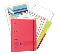 Oxford, Pack Archivador Live & Go A4+ 4 Anillas, Plástico Polyfoam, Incluye 2 Recambios con 5 Bandas de colores vivos, Cuadrícula 5X5 y Separadores de Plástico, Color Sandia