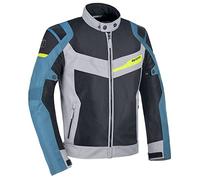 Oxford Products Dakar Dry2Dry Air 1.0 - Chaqueta textil para motocicleta, color plata/azul/fluo, M, Plateado/Azul/Fluo, M
