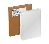 Oxford Protectores de hojas ligeros, acabado transparente, carga superior, fundas de plástico tamaño carta, perforadora reforzada de 3 agujeros para carpetas, 100 por caja (33267), carta