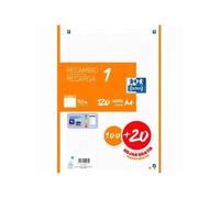 Oxford Recambio 100H + 20H Gratis 4 Taladros A4 90Gr 5X5 1 Banda Naranja
