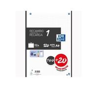 Oxford Recambio 5 Negro 100+20 Hojas DIN-A4 4 taladros 90g Cuadros 5x5mm