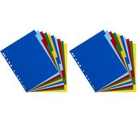 Oxford, Separadores Archivador A4, 10 Pestañas, 5 colores, Plástico de 120 micras (Paquete de 2)
