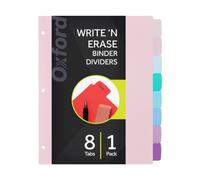 Oxford Separadores de carpeta, 1 juego con 8 pestañas, colores pastel surtidos, 8.5 x 11 pulgadas, pestañas de plástico reutilizables para carpeta de 3 anillos, para la escuela, el hogar y la