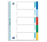 Oxford Separadores de plástico A4 Strong-Line, en blanco, 5 piezas, con portada