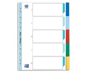Oxford Separadores de plástico A4 Strong-Line, en blanco, 5 piezas, con portada