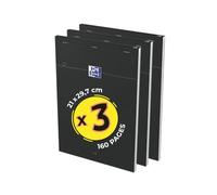 Oxford Smart A4 - Bloc de notas (3 unidades, 160 páginas, 5 x 5 cm), color negro