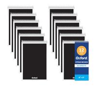 Oxford Steno - Bloc de notas (12 unidades, 15,2 x 22,8 cm), 120 páginas, 60 hojas, cuaderno con espiral superior, papel blanco rayado Gregg, juego de blocs de escritura compacto para tomar notas