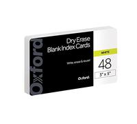 Oxford Tarjetas de índice de borrado en seco, 3 x 5 en blanco, tarjetas de flash reutilizables, tarjetas de borrado en seco y húmedo de doble cara para juegos, estudio o vocabulario, paquete de 48 (63518)