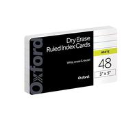 Oxford Tarjetas de índice de borrado en seco, 3 x 5 rayadas, tarjetas flash reutilizables, tarjetas de borrado en seco y húmedo de doble cara para juegos, estudio o vocabulario, paquete de 48 (63517)